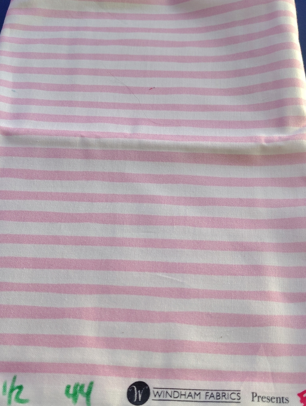 Pink and White Striped Cotton Fabric Eloise Windham Fabrics 1/2 Yard 44 Wide